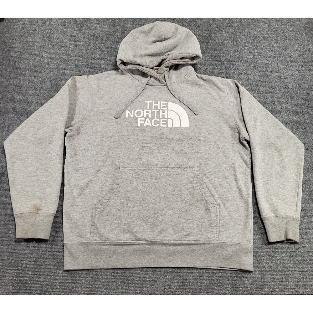 The North Face Half Dome Gray Long Sleeve Pullover Hoodie Men's Sz Large "Flaw"